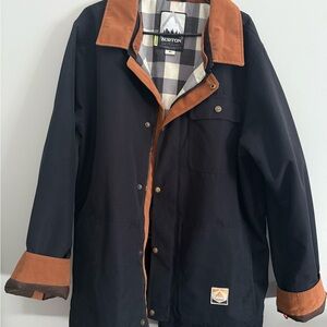 Burton Black Jacket with Brown Corduroy Trim